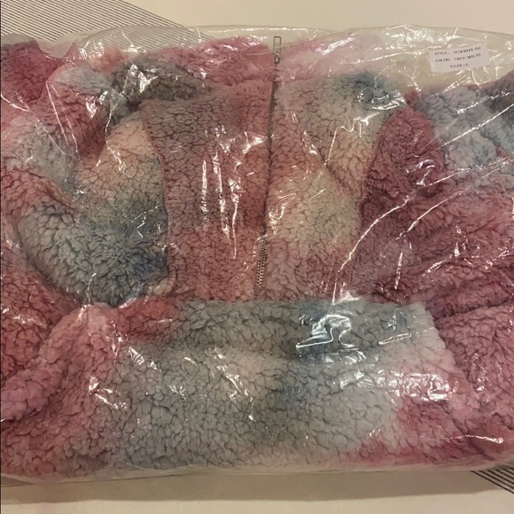 PEACH LOVE Sherpa Fleece Tie Dye Half Zip Mauve - Picture 4 of 7